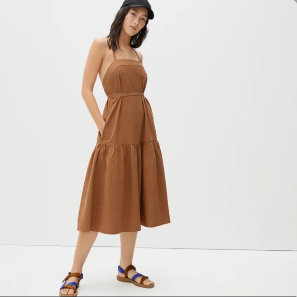 Everlane The Pinafore Dress in ash brown size 6